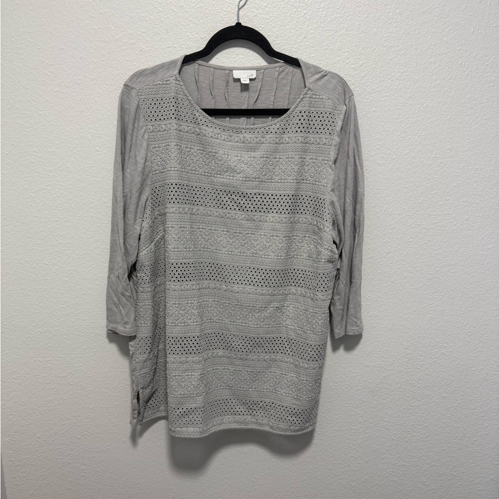 J. Jill Light Gray Plus Size Blouse Size X Large